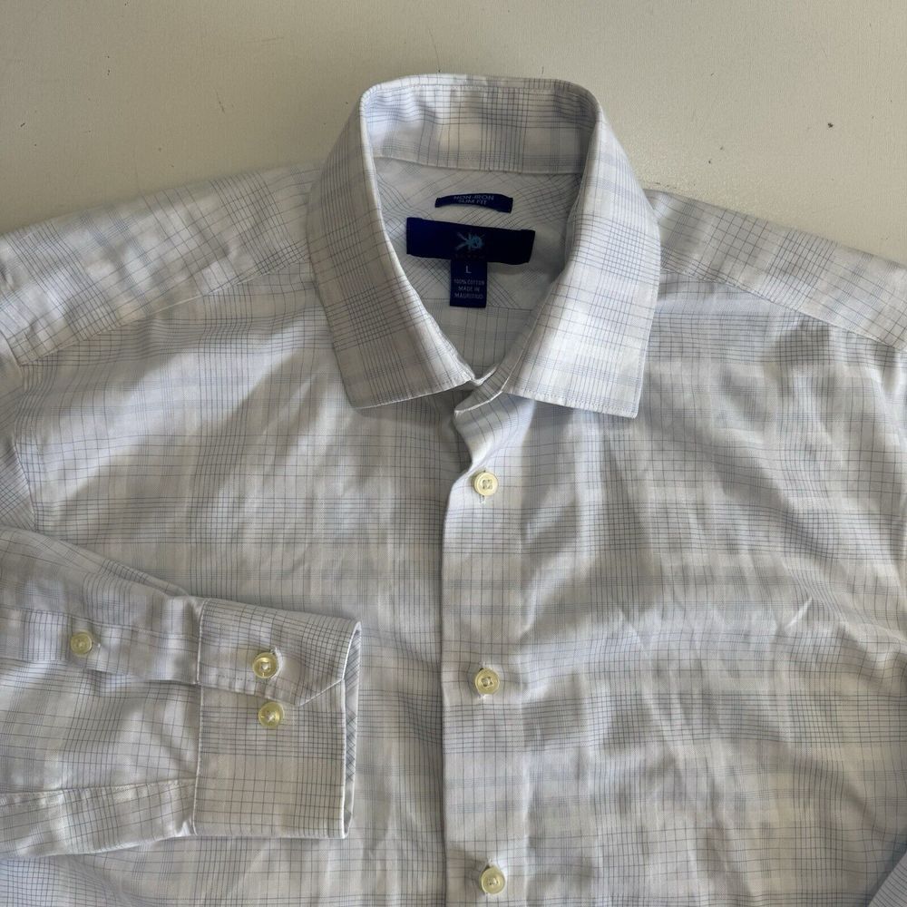 Egara Non-iron Slim Fit Large Blue‎ Check Long Sleeve